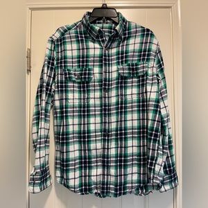 Faded Glory, Medium, Flannel, Long Sleeve Button Down Men's Shirt